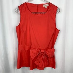 Maison Jules coral sleeveless blouse bow detail S